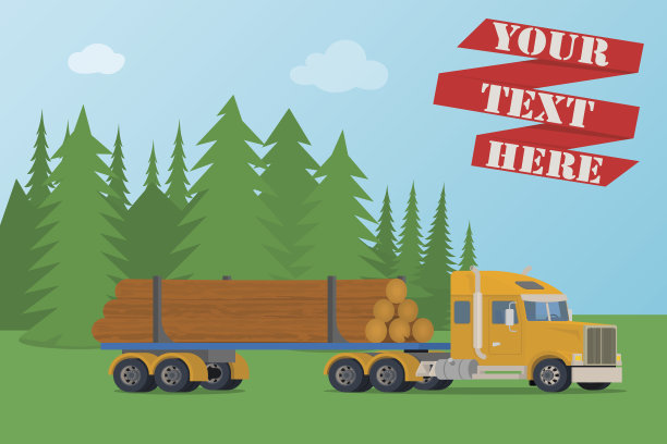 矢量大木材木材卡车装载原木。图片下载