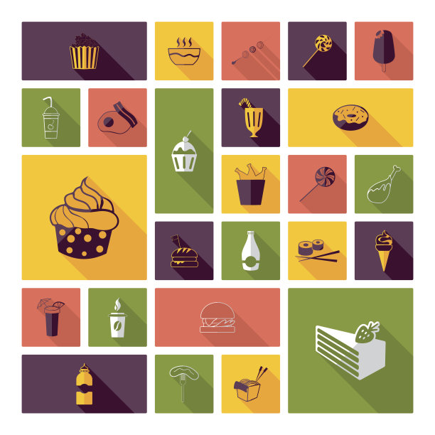 平面概念设计用阴影设置快餐图片下载