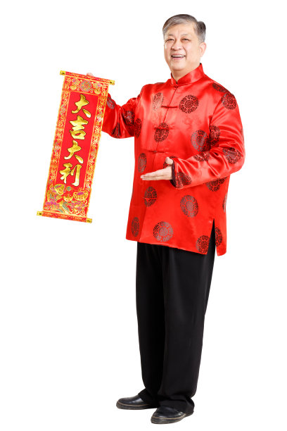 唐装中国老人手势图片下载