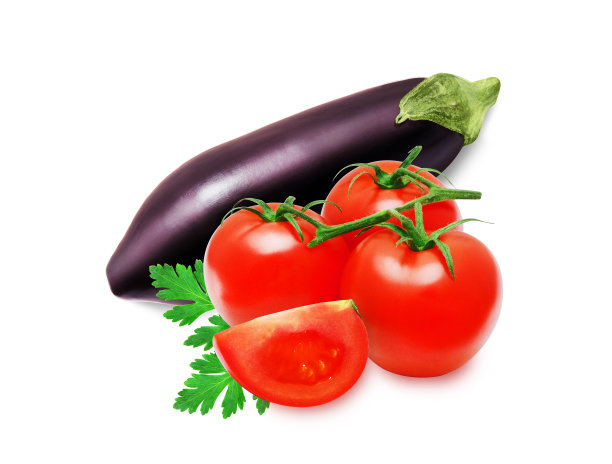 新鲜茄子和红番茄图片下载