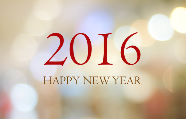 2016年新年快乐，在模糊的散景背景上写作图片下载