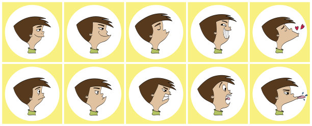 卡通的各种面部表情图片下载