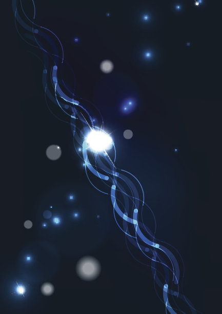 抽象的波浪色发光线在黑暗的空间与星星图片下载