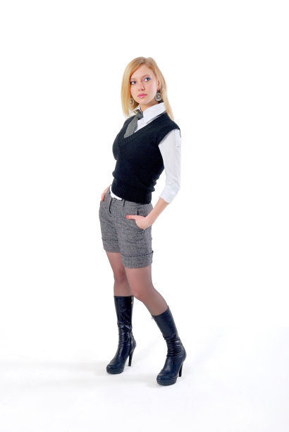 忙碌的女人金发模特孤立在白色图片下载