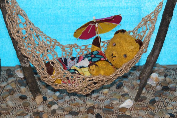 旧泰迪熊-带着莫雷特去海滩图片下载