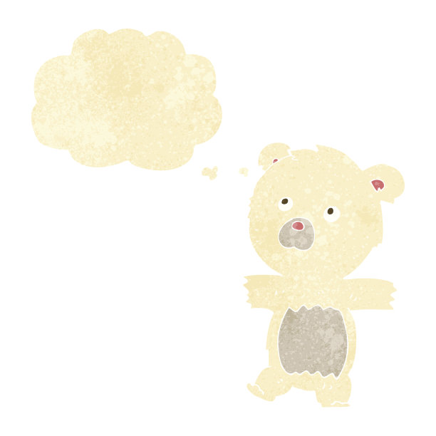 卡通可爱的北极熊与思想泡泡图片下载