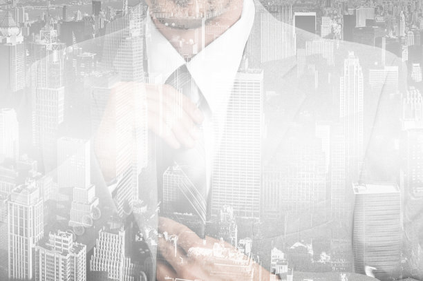 双重曝光的概念与思考的商人图片下载