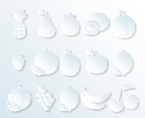 水果图标在纸的风格。水果和浆果标志图片下载