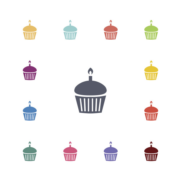 蛋糕平面图标集图片下载