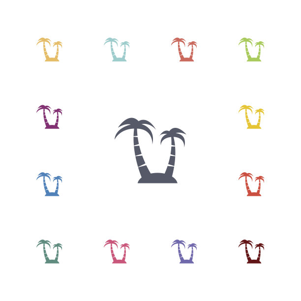 岛屿平面图标集图片下载