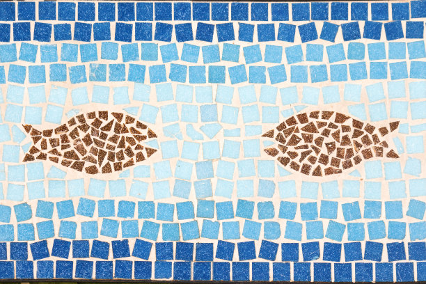 图像马赛克显示水下世界与鱼图片下载