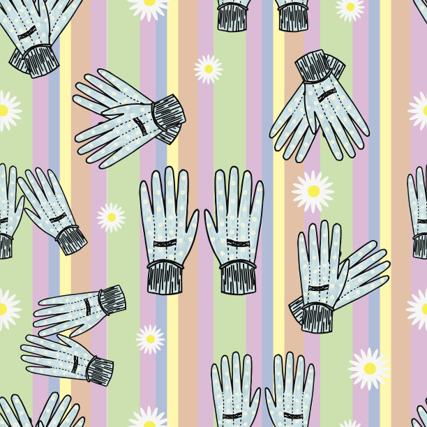 无缝手绘园艺手套背景图片下载