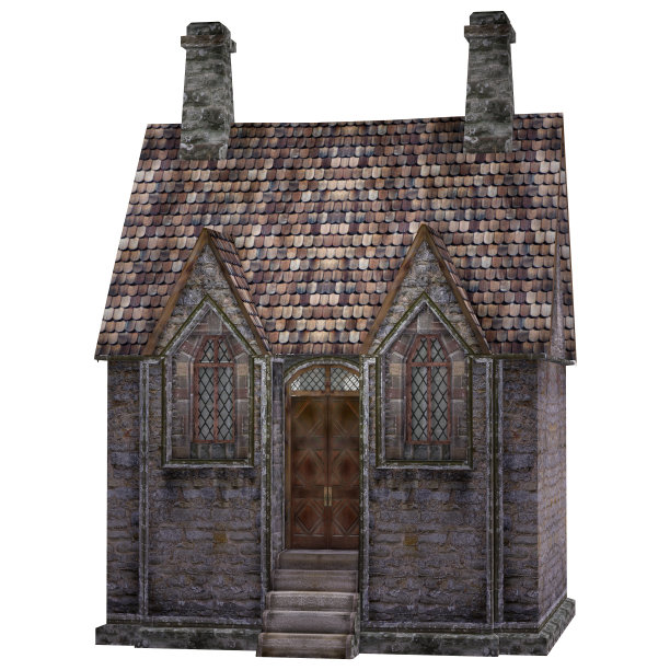 中世纪教堂，孤立在白色背景上图片下载