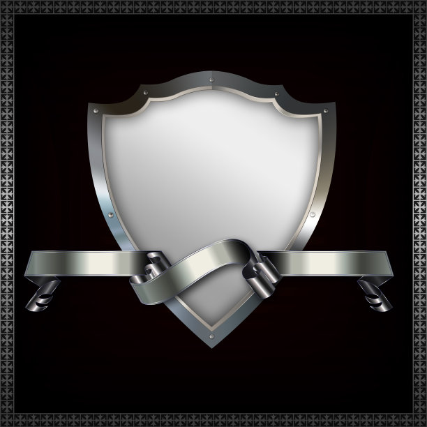 银色的盾牌和银色的丝带。图片下载