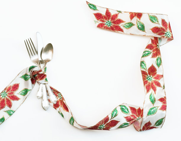 圣诞一品红丝带放置设置图片下载