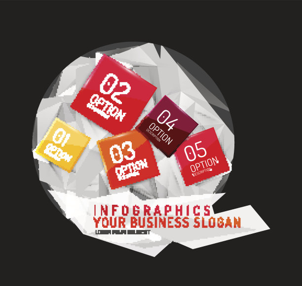 现代多边形折纸信息图图片下载