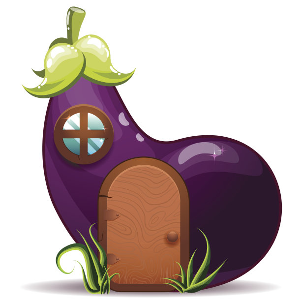 新鲜成熟茄子的程式化矢量插图图片下载