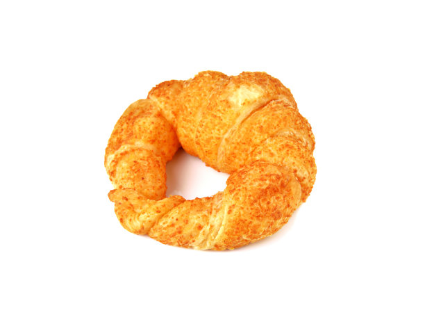 牛角面包与奶酪在白色的背景图片下载