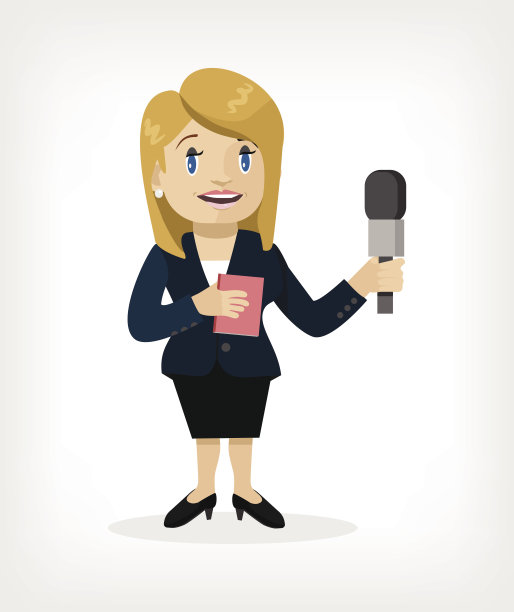 矢量漫画记者平面插图图片下载