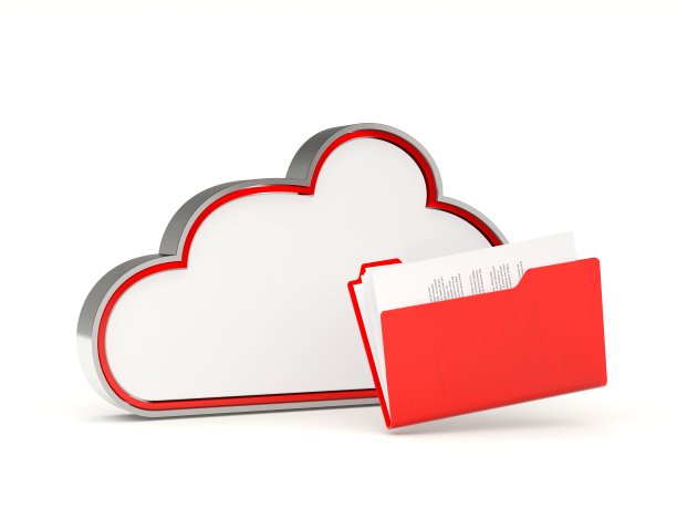 带有文件夹的红色云驱动器图标图片下载