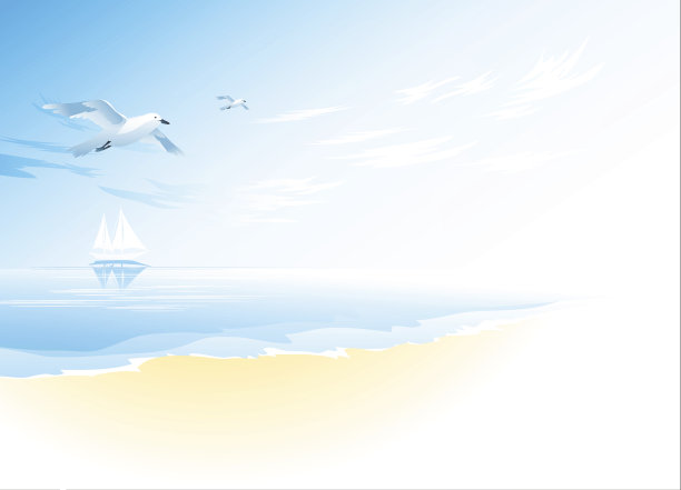 海景，有海、云和飞翔的海鸥图片下载