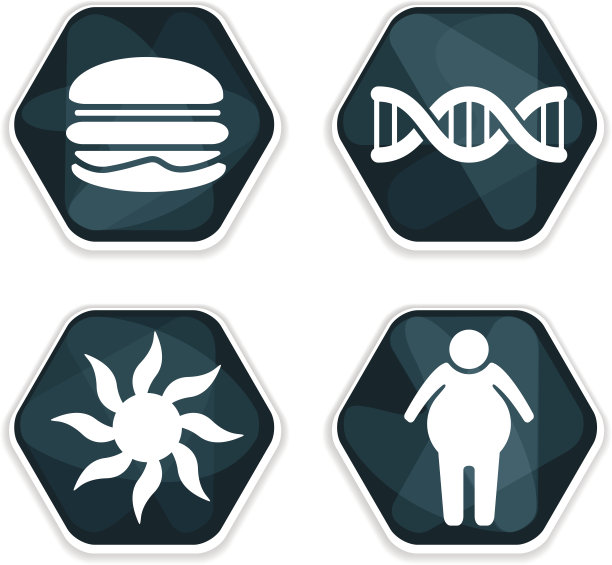 蓝色向量癌症风险因素图标设置图片下载