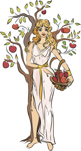 拿着一篮子苹果的女孩图片下载