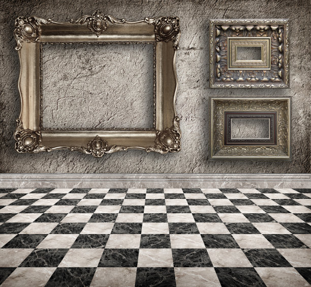 Grunge空的内部框架。图片下载