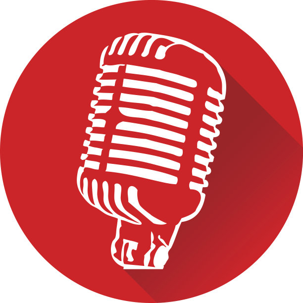 麦克风的白色轮廓在一个平坦的图标矢量图片下载