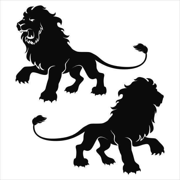两个狮子图形符号图片下载