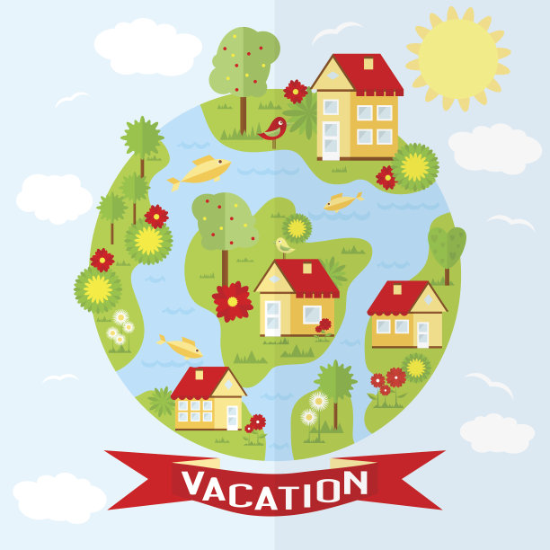 矢量乡村插图在平坦的风格图片下载