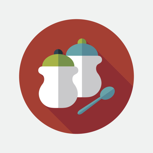 厨房用品胡椒瓶扁平图标与长阴影，eps10图片下载