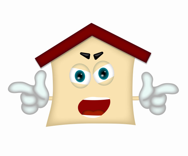 不友好的房子房地产有趣的卡通插图图片下载