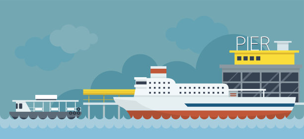 渡船码头平面设计插图图标对象图片下载