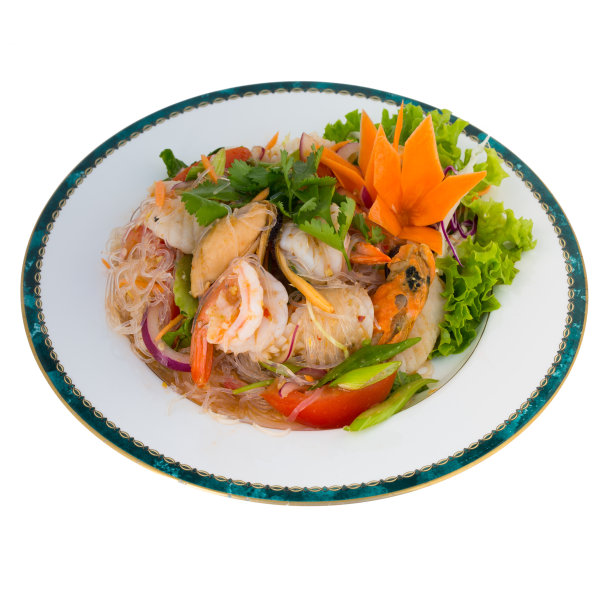 辣味粉丝沙拉海鲜(Yum Woon Sen Talay)孤立图片下载