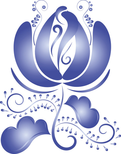 设计元素蓝花在Gzhel风格孤立图片下载