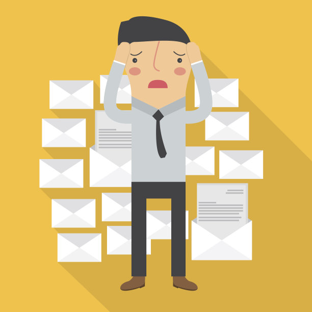 商人检查电子邮件图标平面设计，矢量插图图片下载