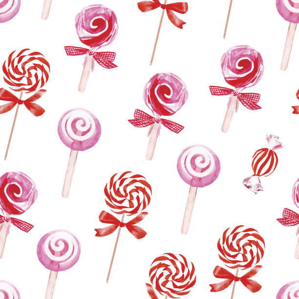 粉红糖梅花水彩无缝矢量图案图片下载