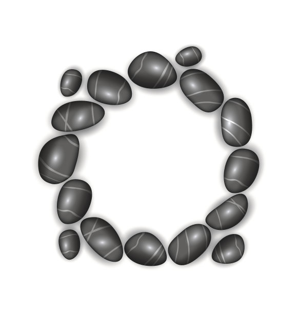 卵石圆形框架上的白色背景图片下载