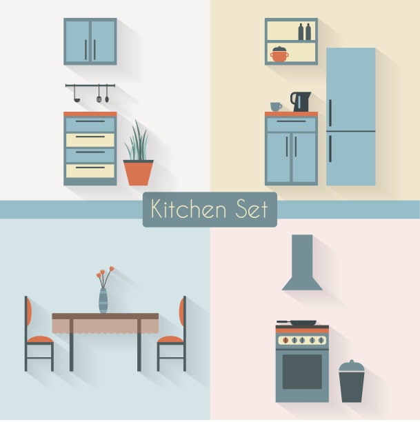 厨房家具平面插图图片下载