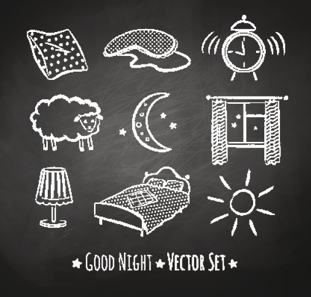 晚安向量粗略集。图片下载