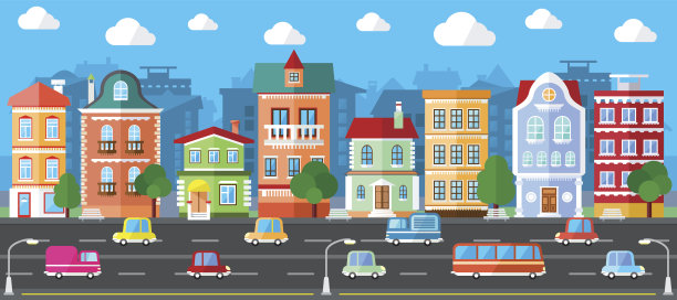 平面设计中的向量城市街道图片下载