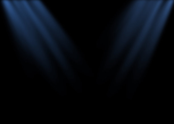 黑色背景上的蓝色舞台灯光图片下载