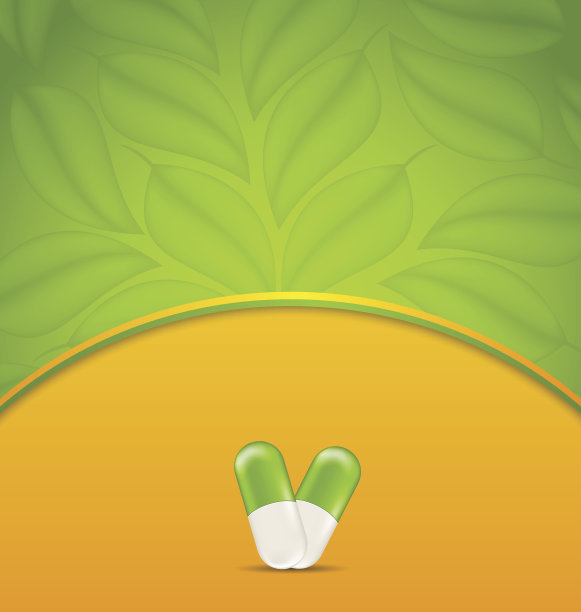 医学主题的传单，绿色药丸，天然替代品图片下载