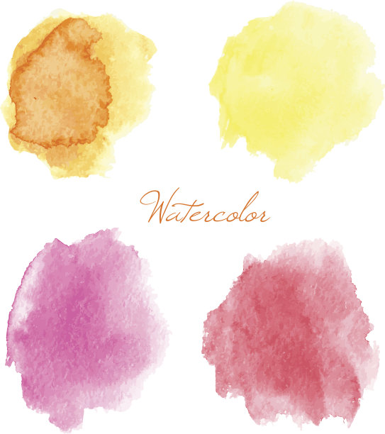 彩色矢量孤立水彩画邮票图片下载