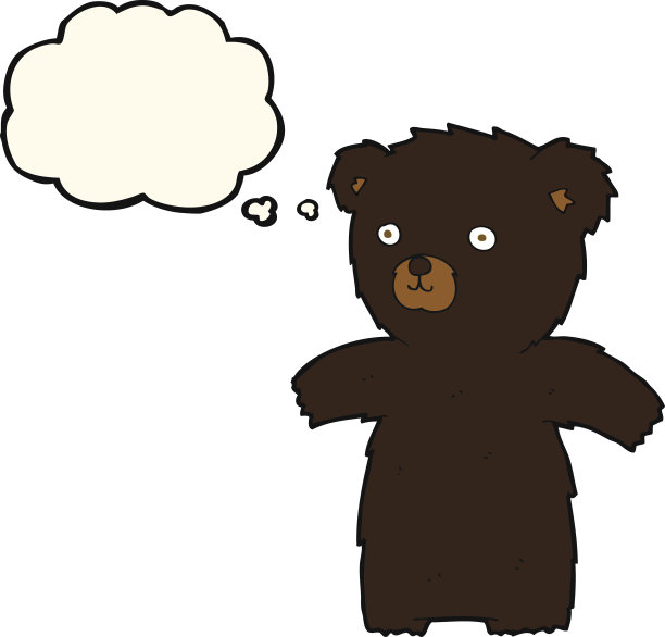 可爱的卡通黑熊与思想泡泡图片下载
