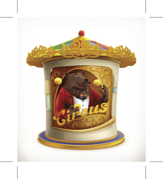 马戏团的海报，有趣的动物矢量图标网格图片下载