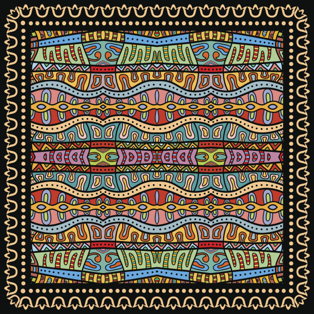 印花手帕，丝质围巾或方巾图案设计图片下载