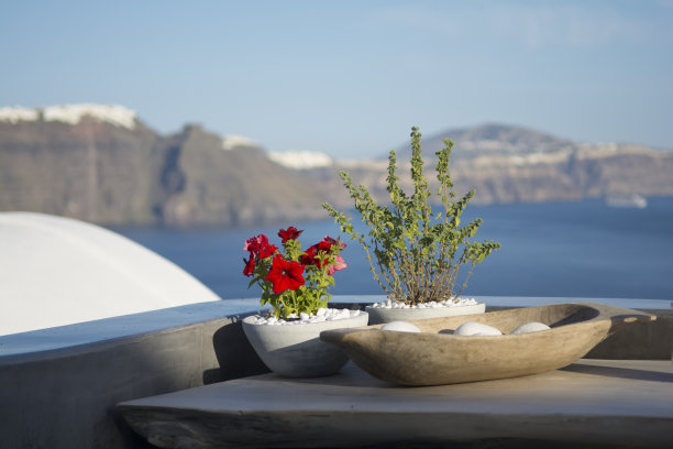 圣托里尼岛，美丽的装饰细节图片下载