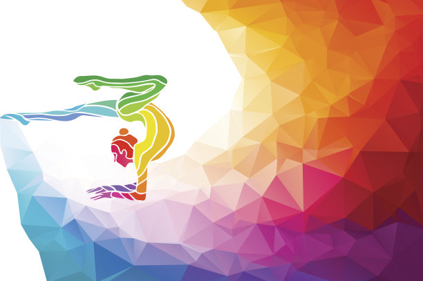 创造性的剪影体操女孩。艺术体操与，矢量插图图片下载